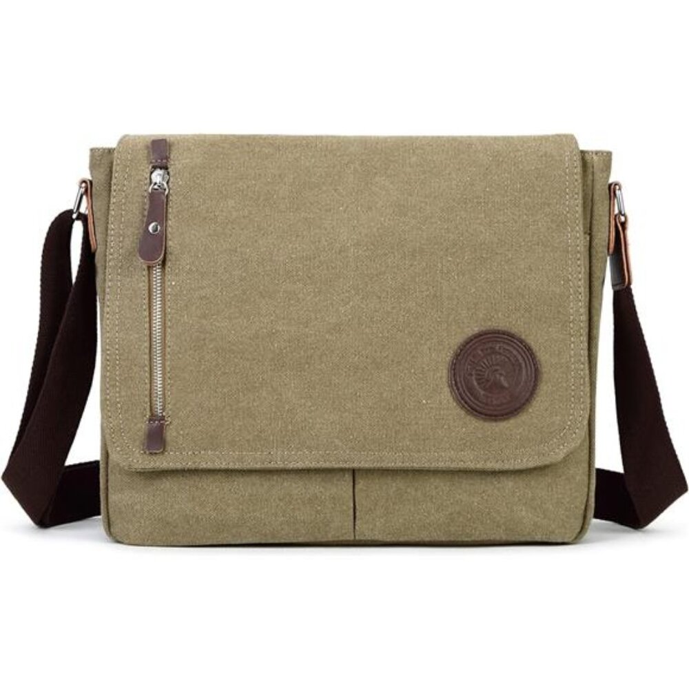 Canvas Messenger Bag Small Crossbody Bag Vintage Shoulder Bag for Men Women